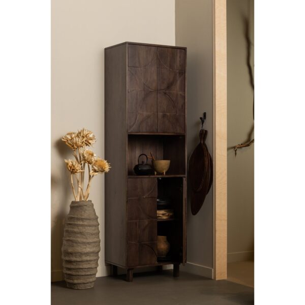 Draw 4-door storage cabinet with open compartment mango wood - Image 8