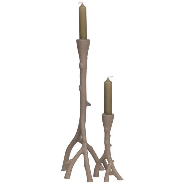 Set of 2 - trigger candleholders metal taupe - Image 3