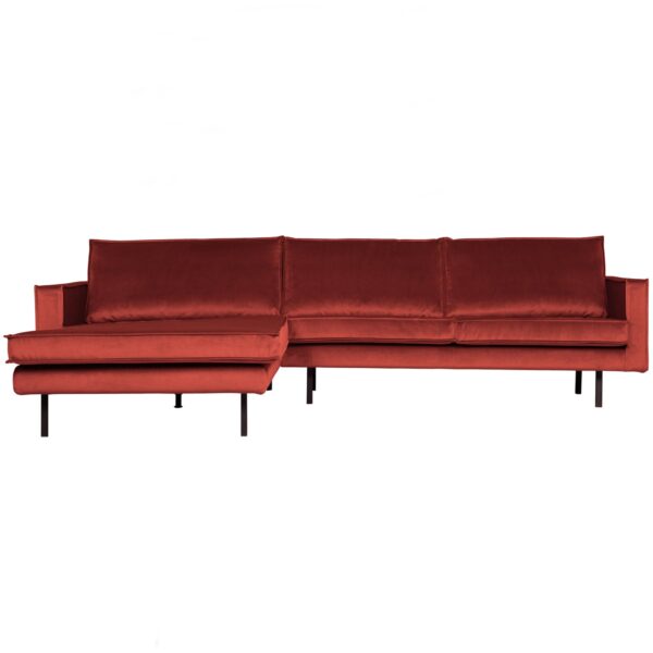 Rodeo chaise longue left velvet chestnut