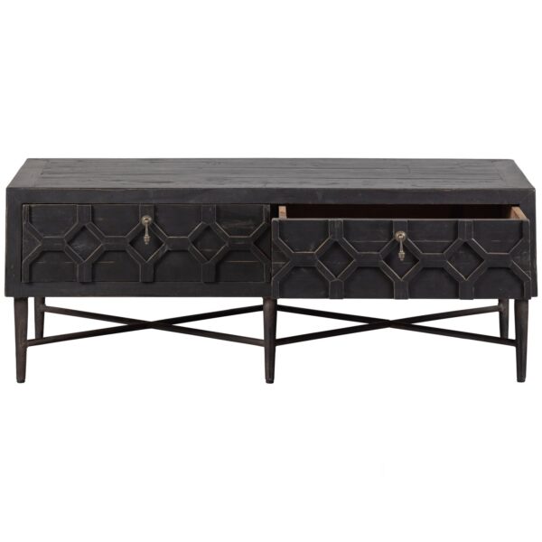 BEQUEST COFFEE TABLE / TV UNIT WOOD BLACK 120 CM - Image 5
