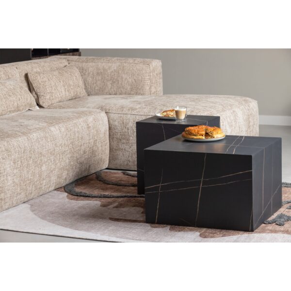 BENJI COFFEETABLE MARMERLOOK BLACK 60x60 - Image 2