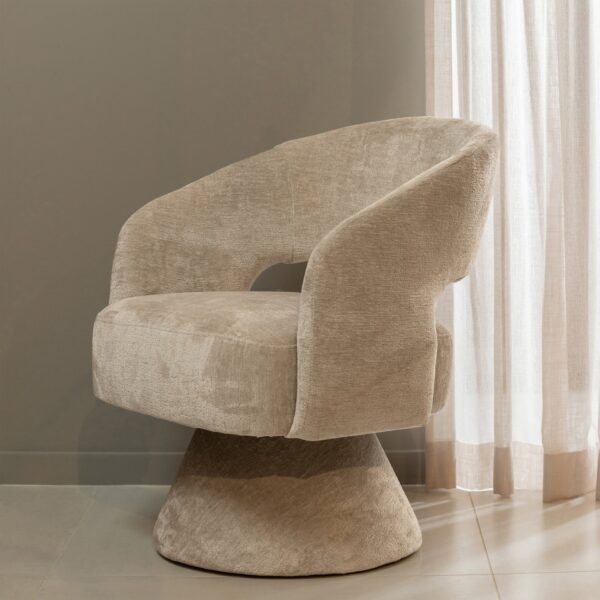 EBBA SWIVEL ARMCHAIR CHENILLE NATURAL/TERRA - Image 7