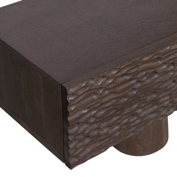 CRUMBLE CARVED TV UNIT MANGO WOOD WALNUT - Image 7