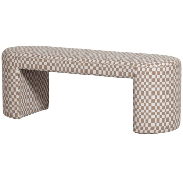 JACOB BENCH CHECKERED PATTERN SAND/OLIVE GREEN/NATURAL - Image 4