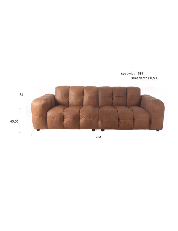 Sofa Hackman 3-Seater Leather Chocolate - Image 8