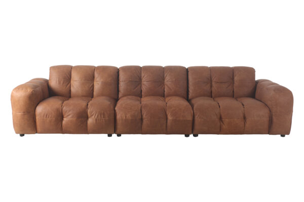 Sofa Hackman 4,5-Seater Leather Chocolate/Velour - Image 5