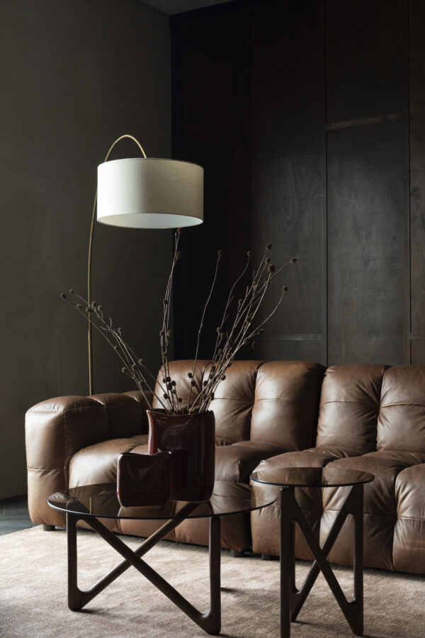 Sofa Hackman 4,5-Seater Leather Chocolate/Velour - Image 4