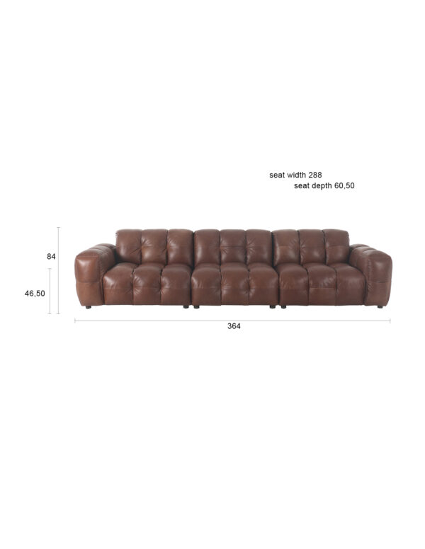 Sofa Hackman 4,5-Seater Leather Chocolate/Velour - Image 3