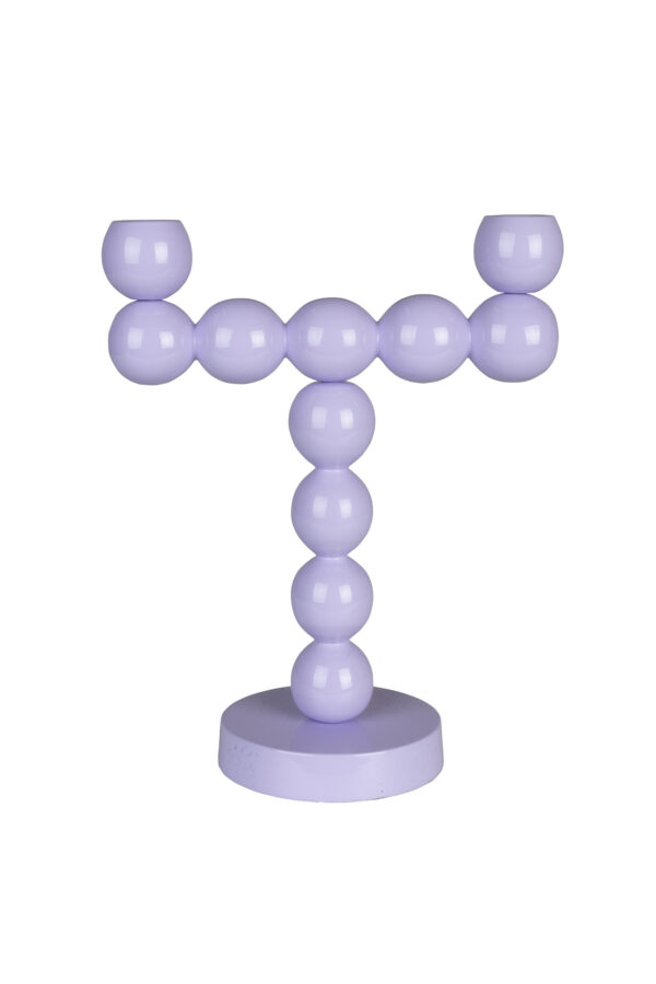 Candle Holder Bubbles Two Shiny Beige/Lilac/Silver - Image 10