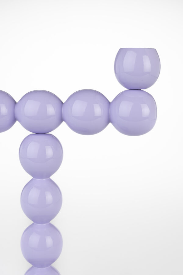 Candle Holder Bubbles Two Shiny Beige/Lilac/Silver - Image 11