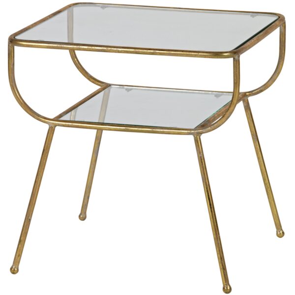 AMAZING SIDETABLE METAL/GLASS ANTIQUE BRASS