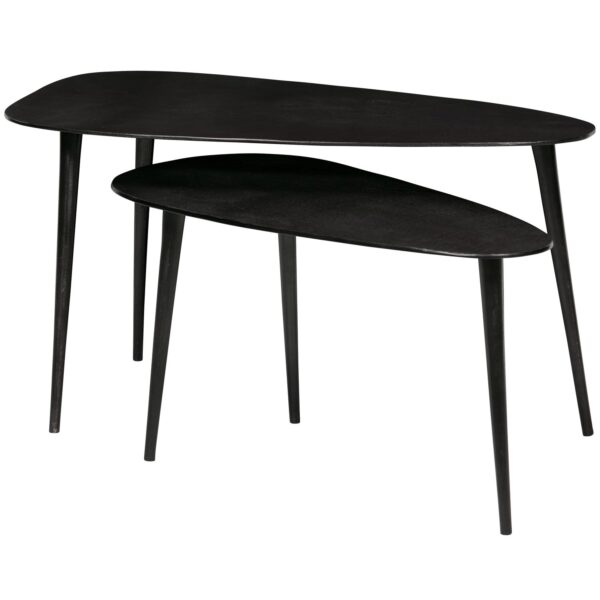 SET OF 2 - TRIANGLE SIDETABLE METAL BLACK NICKEL