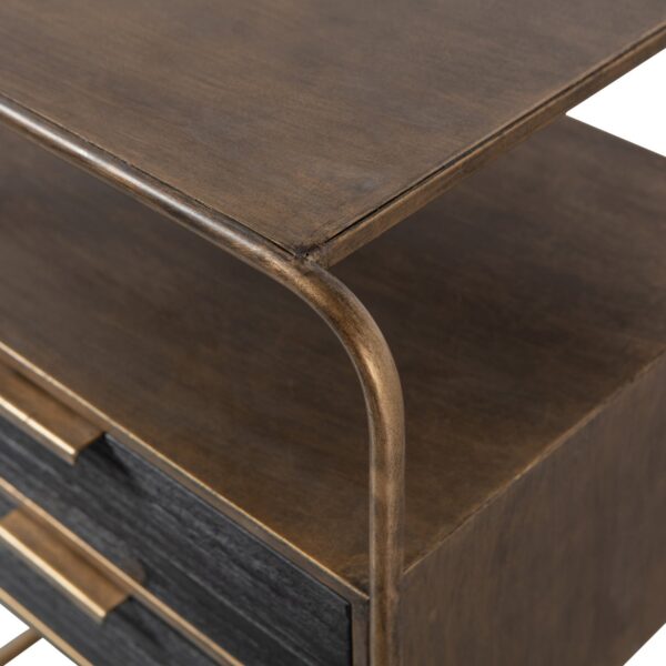 POLITE NIGHTSTAND METAL/WOOD ANTIQUE BRASS - Image 6