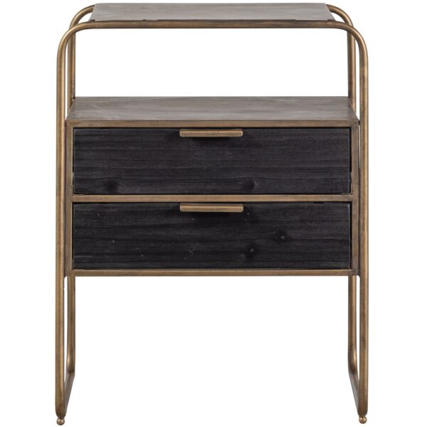 POLITE NIGHTSTAND METAL/WOOD ANTIQUE BRASS