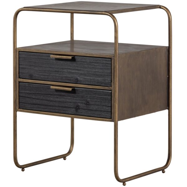 POLITE NIGHTSTAND METAL/WOOD ANTIQUE BRASS - Image 4