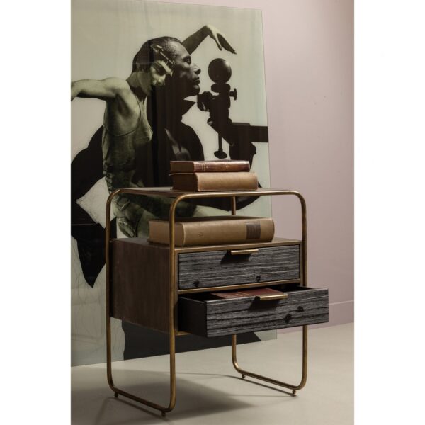 POLITE NIGHTSTAND METAL/WOOD ANTIQUE BRASS - Image 3