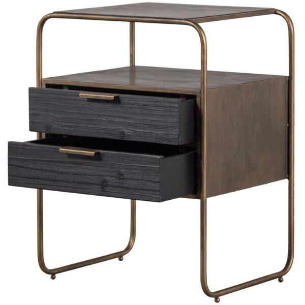 POLITE NIGHTSTAND METAL/WOOD ANTIQUE BRASS - Image 2