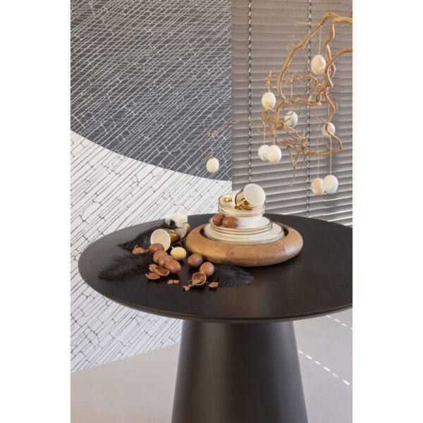 NENA DINING TABLE Ø102CM METAL / WOOD BLACK - Image 3