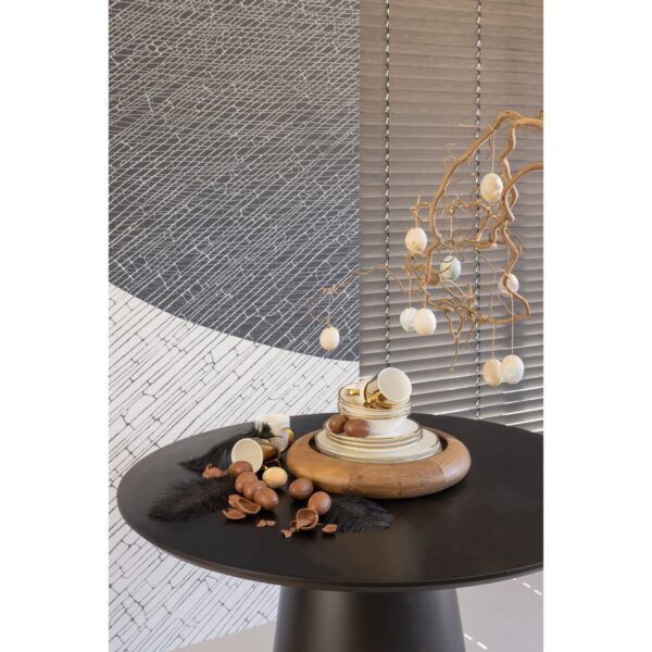 NENA DINING TABLE Ø102CM METAL / WOOD BLACK - Image 4