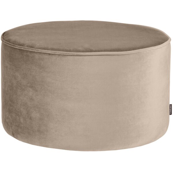 SARA ROUND POUF LOW VELVET KHAKI/OCHRE