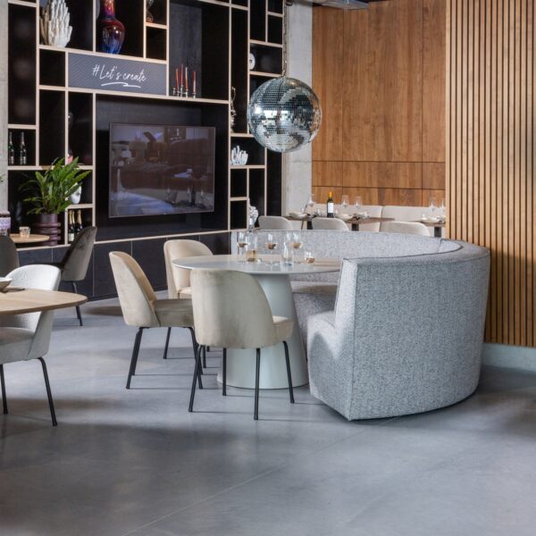 JORRE DINING TABLE MDF MILITARY BROWN/ANTIQUE BEIGE Ø120CM - Image 3