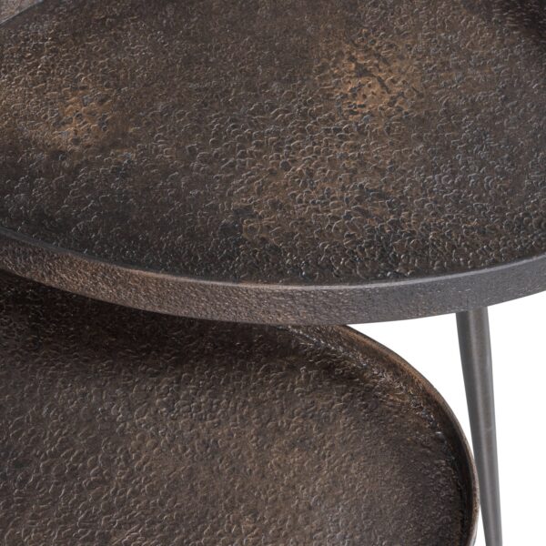SET OF 2 - CRUDE SIDETABLES ANTIQUE BRONZE - Image 2