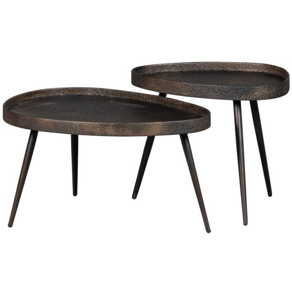 SET OF 2 - CRUDE SIDETABLES ANTIQUE BRONZE