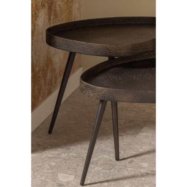 SET OF 2 - CRUDE SIDETABLES ANTIQUE BRONZE - Image 6