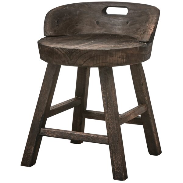 ROSALIE DECORATIVE STOOL/CHAIR WOOD DARK BROWN - Image 6