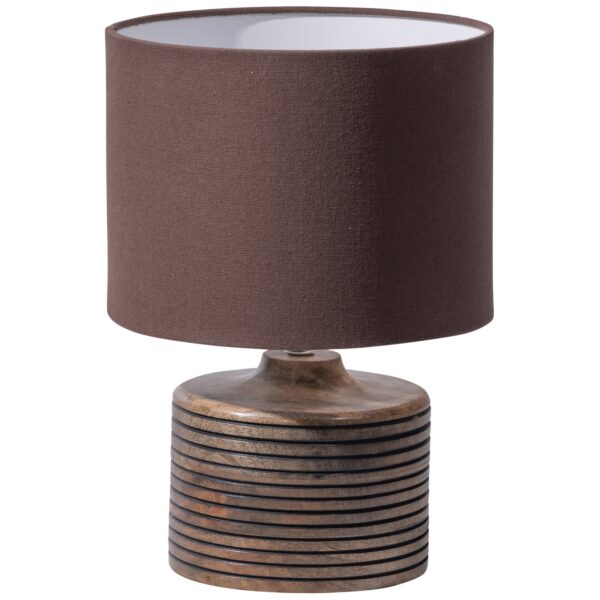 MENZO TABLE LAMP WITH CARVING WOOD WARM BROWN