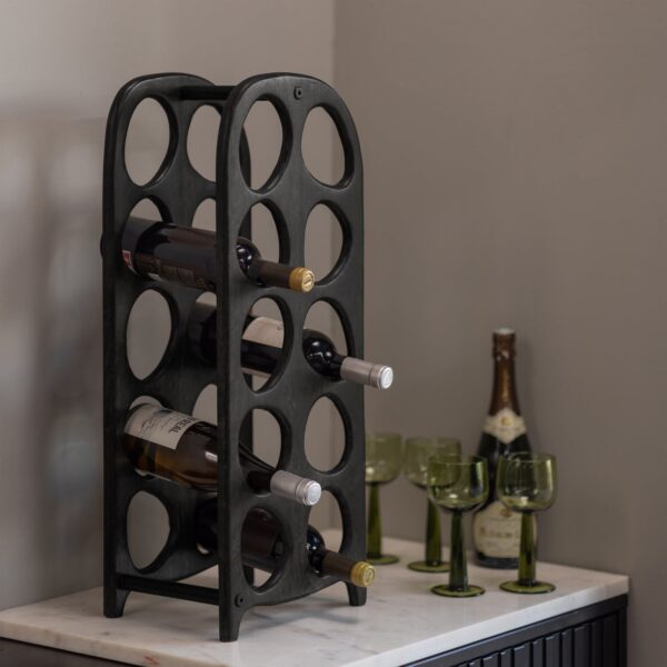 SUVI WINE RACK FOR 10 BOTTLES MANGO WOOD BLACK - Image 6