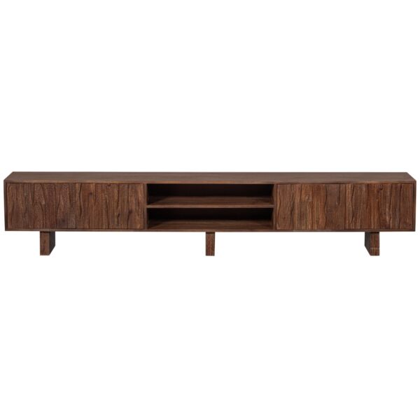 LAVISH TV UNIT WITH DESIGNED DOORS WOOD WARM BROWN - Image 5