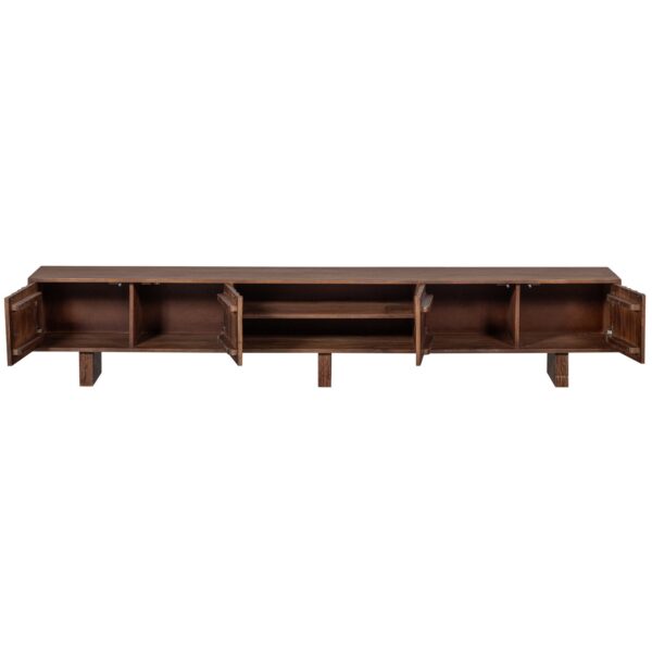 LAVISH TV UNIT WITH DESIGNED DOORS WOOD WARM BROWN - Image 6