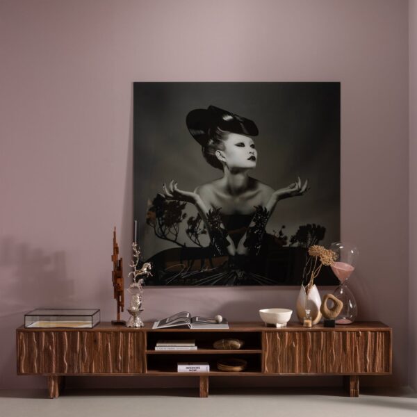 LAVISH TV UNIT WITH DESIGNED DOORS WOOD WARM BROWN - Image 8