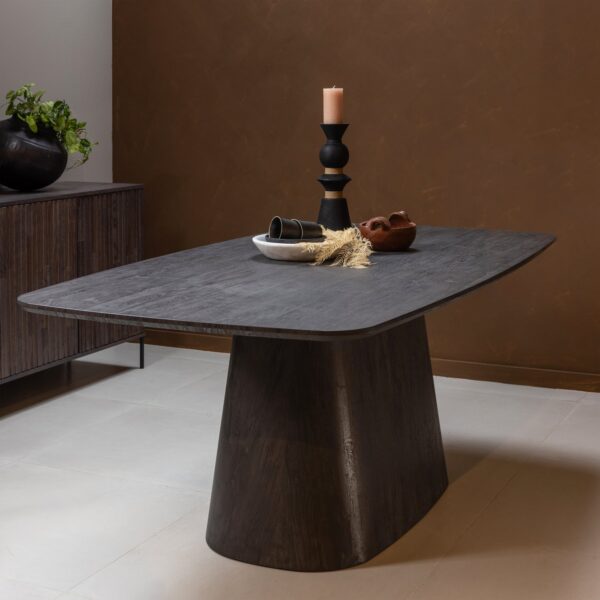 LEAH DINING TABLE MDF DARK BROWN 200x105CM - Image 5