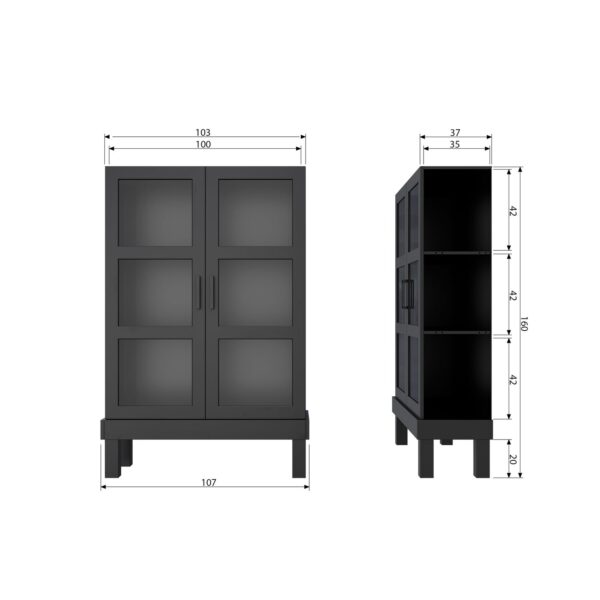 BONK DISPLAY CABINET PINE BLACK - Image 6