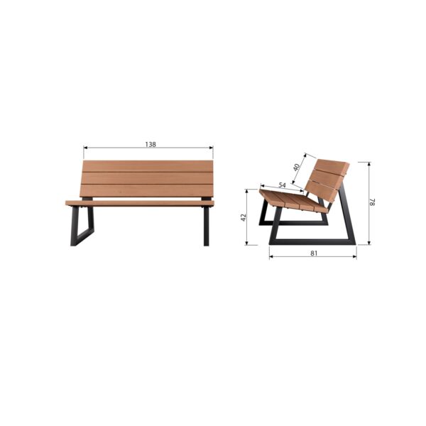 BANCO OUTDOOR GARDEN BENCH WOOD/METAL NATURAL - Image 3