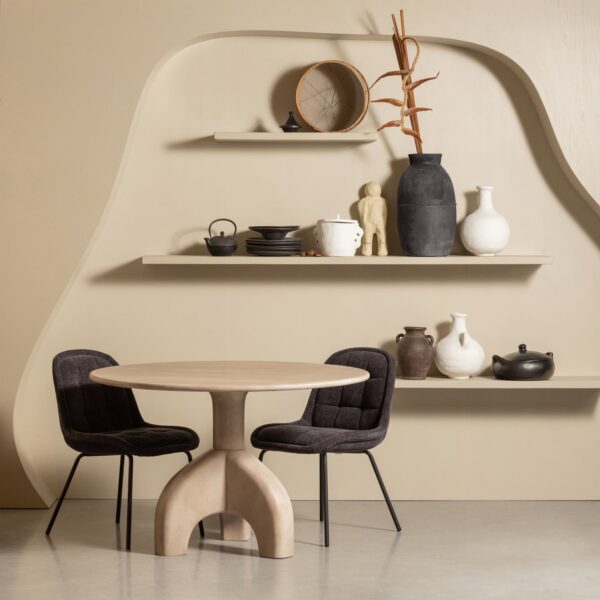 CRATE DINING CHAIR GLOSSY VELVET DARK GREY/WARM GREY - Image 2