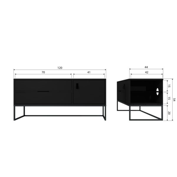 SILAS TV UNIT 120CM ASH BLACKNIGHT - Image 5