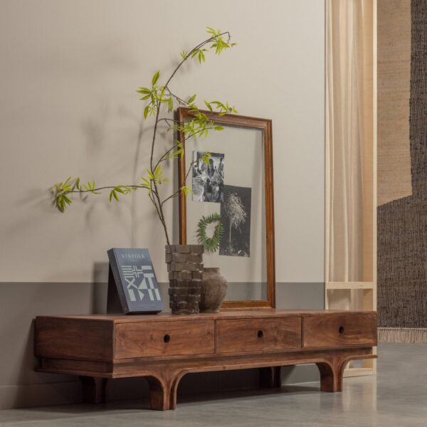 STAES TV-STAND 3 DRAWERS MANGO WOOD WALNUT - Image 3