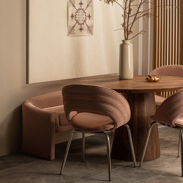 LIMIT DINING TABLE ROUND MANGO WOOD WALNUT Ø130CM - Image 3