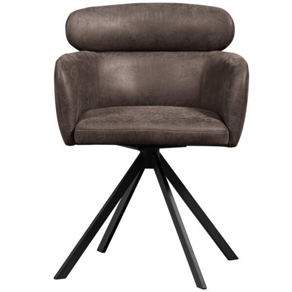 FENNE SWIVEL DINING CHAIR FAUX LEATHER BLACK/GREY - Image 5