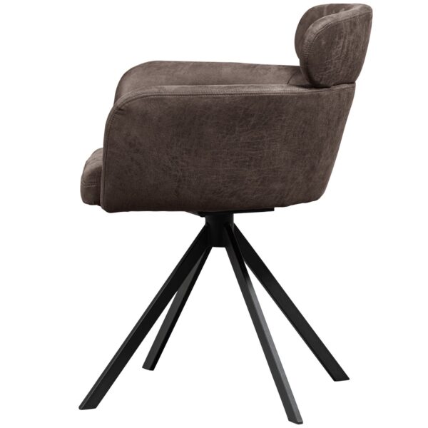 FENNE SWIVEL DINING CHAIR FAUX LEATHER BLACK/GREY - Image 4