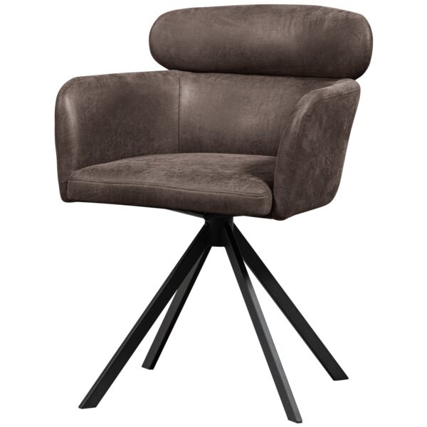 FENNE SWIVEL DINING CHAIR FAUX LEATHER BLACK/GREY