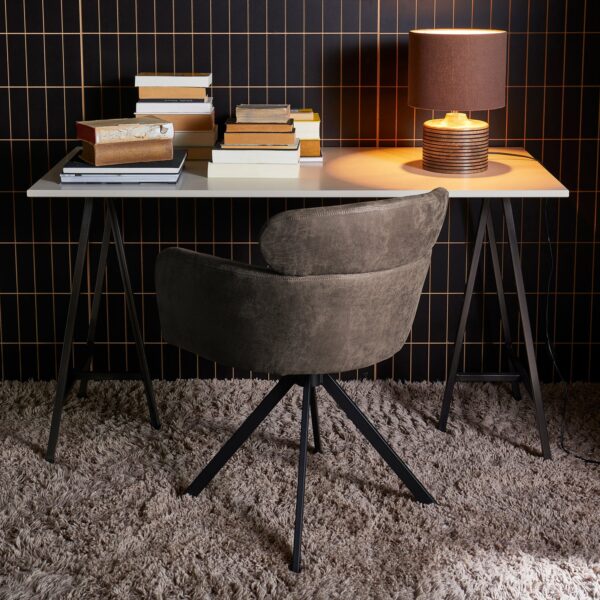 FENNE SWIVEL DINING CHAIR FAUX LEATHER BLACK/GREY - Image 3