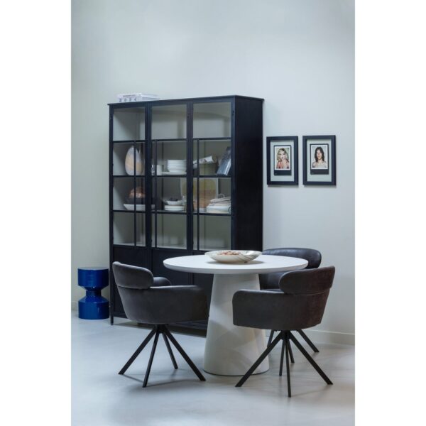 FENNE SWIVEL DINING CHAIR FAUX LEATHER BLACK/GREY - Image 2