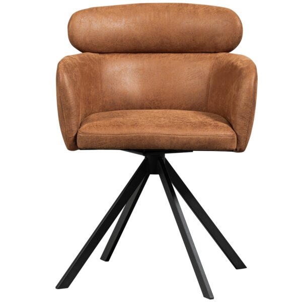 FENNE SWIVEL DINING CHAIR FAUX LEATHER COGNAC - Image 4