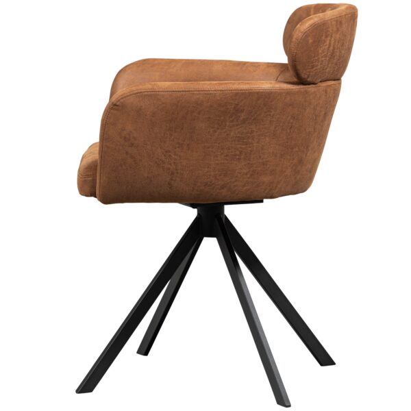 FENNE SWIVEL DINING CHAIR FAUX LEATHER COGNAC - Image 3