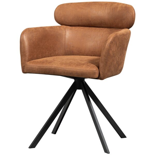 FENNE SWIVEL DINING CHAIR FAUX LEATHER COGNAC