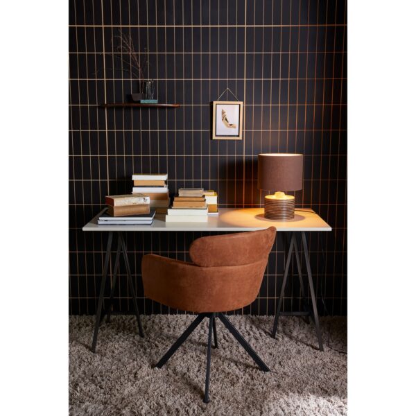 FENNE SWIVEL DINING CHAIR FAUX LEATHER COGNAC - Image 2